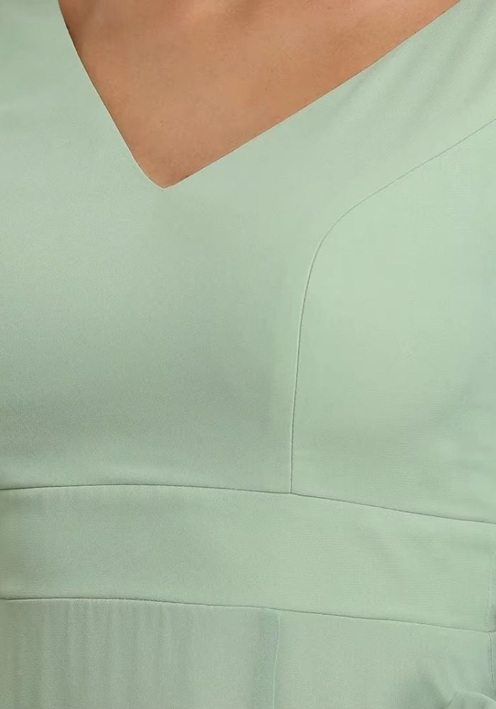 Kleid Salbeigrün Hochzeit Lang A Linie